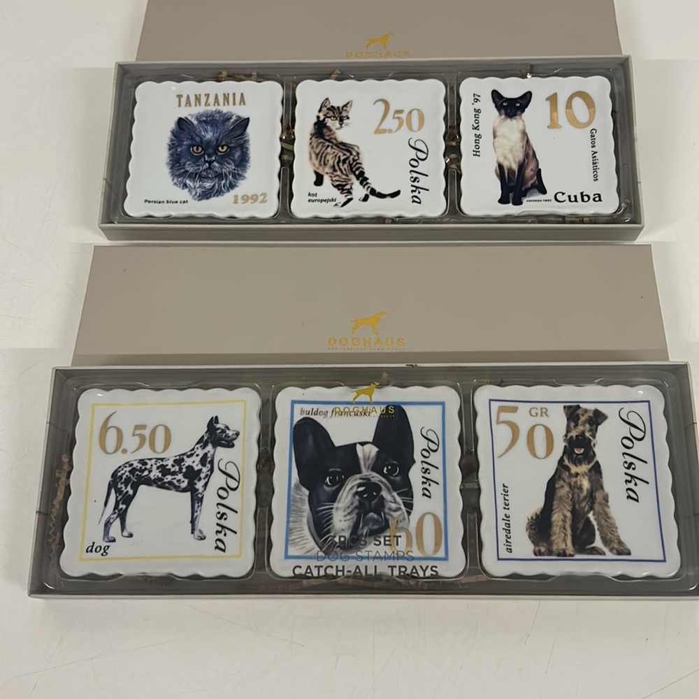 Two sets of Catch-All Trays Cat & Dog